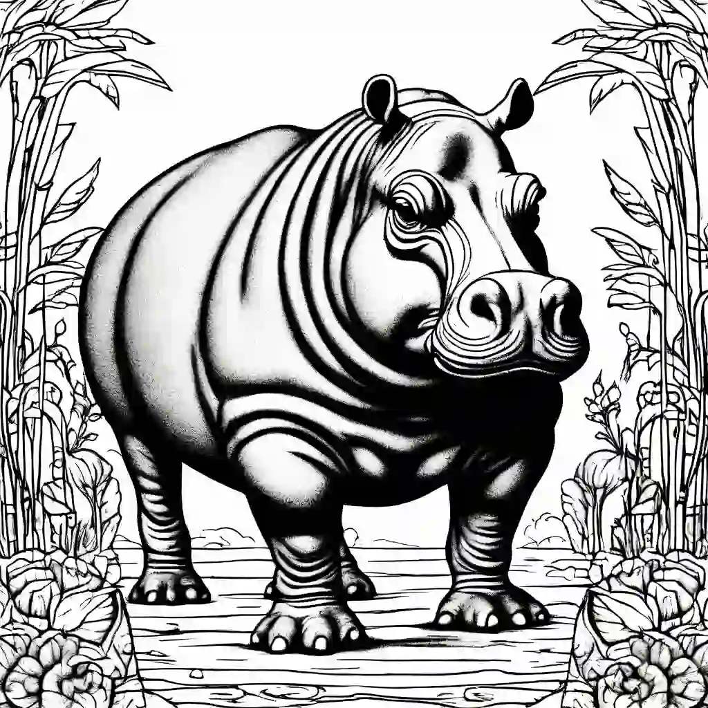 Hippos coloring pages
